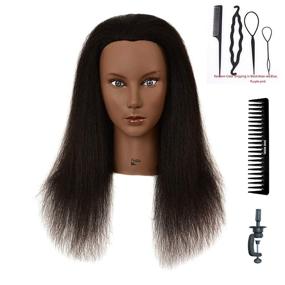 img 4 attached to 💇 High-Quality 24-inch Real Hair Mannequin Head for Cosmetology Training - Professional Female Hairdresser Practice Doll Head (SKU: 3SA31404)