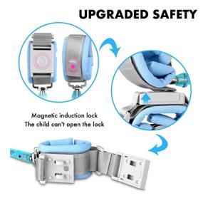 img 3 attached to 👶 Betertek Anti Lost Wrist Link for Kids - Magnetic Induction Lock, 2 Pack (4.92ft Pink + 8.2ft Blue) - Child Safety Harness, Baby Proofing Wristband with Reflective Strip