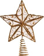 sparkle and shine with the kurt adler h0086 6-1/4-inch gold wire star treetop logo