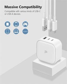 img 3 attached to 🔌 Compact GaN 65W USB C Wall Charger for iPhone 12 and MacBook Pro Air M1 - Purgo 3-Port Fast Charging Block compatible with iPad, USB-C Laptops, Galaxy, and more