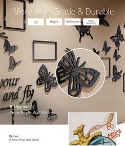 img 2 attached to Large Butterfly Family Tree Acrylic Wall Stickers Picture Frame Collage for Living Room Decor with Plants and Quote: 'Spread Your Wings and Fly' - DIY Removable 3D Wall Decor (Black)