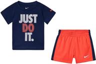 🩳 nike little boys just do it 2-piece t-shirt tee & shorts set navy blue/red logo