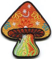 mushroom boho hippie retro love peace weed psychedelic shrooms trance iron-on patch t-32: vibrant embroidered applique! logo