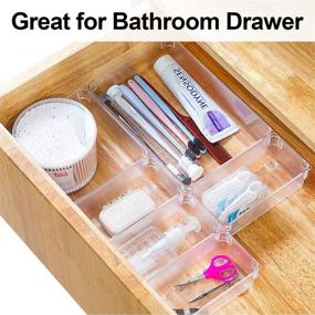 img 2 attached to Clear Acrylic Drawer Organizer Tray - 14 PCS Desk, Makeup, Kitchen Storage - Stackable Clear Storage Organizer for Vanity, Bathroom, Office Drawer