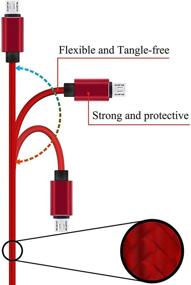 img 2 attached to 🔴 10ft 3Pack Micro USB Cable by Ailun: High Speed Charging & Sync, Nylon Braided, Android Phone & Tablet Charger Cable - Red