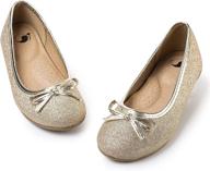 sparkly girls dress shoes: glitter mary jane ballet flats with bow for toddler, little kid, and big kid логотип