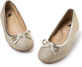 img 4 attached to Sparkly Girls Dress Shoes: Glitter Mary Jane Ballet Flats with Bow for Toddler, Little Kid, and Big Kid