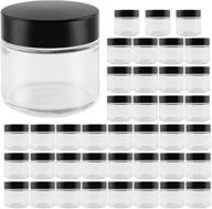 🔍 small clear glass bottles with lids - pack of 40, 2oz mini round jars with inner liners and black lids, empty cosmetic containers for creams, powders, balms, and aromatherapy logo