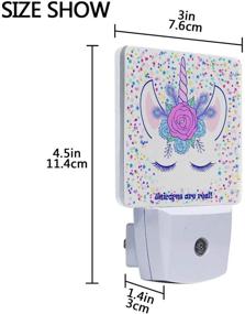 img 2 attached to 🦄 Vdsrup Magic Unicorn Roses Night Light Set of 2 Flower Stars Plug-in LED Nightlights Feathers of Peacock Auto Dusk-to-Dawn Sensor Lamp for Bedroom Bathroom Kitchen Hallway Stairs