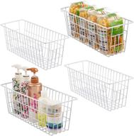 ipegtop narrow metal wire storage organizer bin basket set of 4 - ideal for kitchen cabinets, bathroom, pantry, laundry room, closets, garage логотип