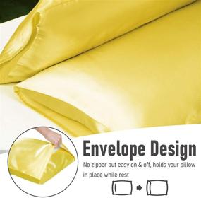 img 2 attached to Tyfitb Satin Pillowcase Set – Yellow Set of 2 Cooling Pillow Cases for Hair and Skin, Standard Size (20×26 Inches), Envelope Closure & Soft Luxury Satin