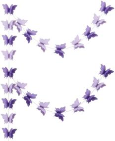 img 4 attached to 🦋 Zilue Butterfly Banner Decorative Paper Garland for Wedding, Baby Shower, Birthday, and Theme Decor - 110 Inches Long Set of 2 - Light Purple