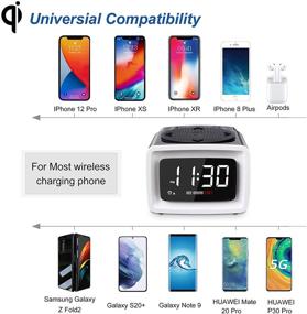 img 2 attached to ⏰ QI Certified Wireless Charging Digital Alarm Clock for iPhone/Samsung Galaxy, Bedroom Electric Clock with USB Charging Port, 5 Level Dimmer Volume, Snooze, 7 Ringtones, DST 12/24H for Heavy Sleepers