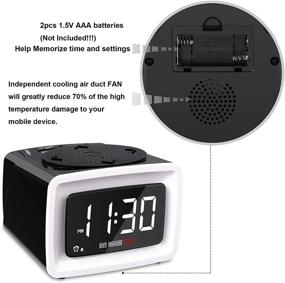 img 1 attached to ⏰ QI Certified Wireless Charging Digital Alarm Clock for iPhone/Samsung Galaxy, Bedroom Electric Clock with USB Charging Port, 5 Level Dimmer Volume, Snooze, 7 Ringtones, DST 12/24H for Heavy Sleepers