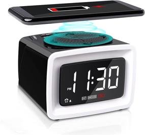 img 4 attached to ⏰ QI Certified Wireless Charging Digital Alarm Clock for iPhone/Samsung Galaxy, Bedroom Electric Clock with USB Charging Port, 5 Level Dimmer Volume, Snooze, 7 Ringtones, DST 12/24H for Heavy Sleepers