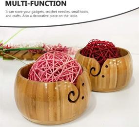 img 3 attached to 🧶 ARTIBETTER Bamboo Yarn Bowl for Crochet and Knitting - Wool Storage and Yarn Holder