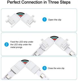 img 2 attached to LightingWill 10Pack L Shap 4-Pin RGB LED Light Strip Connector: Adjustable Angle & Solderless Adapter for 5050 Multicolor LED Strip Light (10mm)