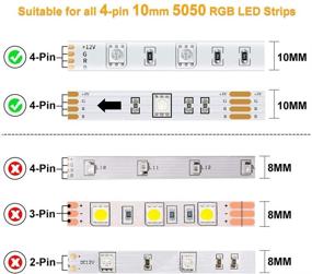 img 1 attached to LightingWill 10Pack L Shap 4-Pin RGB LED Light Strip Connector: Adjustable Angle & Solderless Adapter for 5050 Multicolor LED Strip Light (10mm)