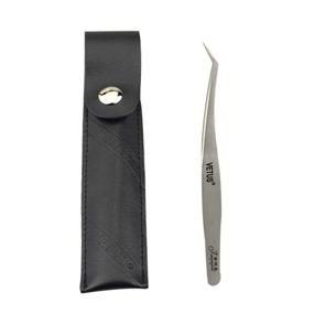 img 1 attached to 🐬 VETUS Eyelash Extension Tweezers Set - Dolphin-shaped & Curved Tip, Professional Volume & Classic Tweezers - 2 Pcs with Black Leather Sheath (Jinyujia & Haitunjia)