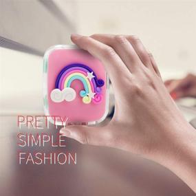 img 3 attached to 🌈 Colorful Rainbow Style Contact Lens Box: Cute & Portable Holder for Travel- Pink Mini Case Included