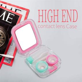 img 1 attached to 🌈 Colorful Rainbow Style Contact Lens Box: Cute & Portable Holder for Travel- Pink Mini Case Included