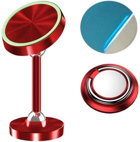 img 4 attached to 📱 Universal 360° Rotating Magnetic Phone Holder - Car Dashboard Mount for Mobile Phones, Strong Magnet Hold, Red Color