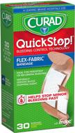 💪 пластыри curad quickstop flex-fabric: продвинутая технология мгновенного свертывания крови, различные размеры, 30 штук. логотип