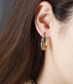 img 2 attached to Assorted Gold and Silver Filigree Hoop Earrings for Women - 💫 Wide Hoops, Lightweight, and Large - Perfect for Teen Girls and Leverback Style