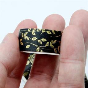 img 2 attached to 🖤 VEYLIN 10 Rolls Black Gold Washi Tape - Premium Mixed Size Decorative Masking Tape for Scrapbooking and Journaling