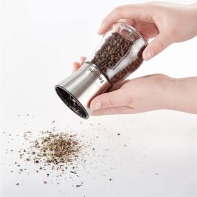 img 1 attached to Premium Stainless Steel Slat and Pepper Grinder Set of 2: Adjustable Coarseness, Elegant Stainless Steel Holder, Glass Body Spice Mill, Salt and Pepper Shaker