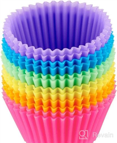 img 1 attached to Amazon Basics Reusable Silicone Baking Cups - 12 Pack Multicolor Muffin Liners for Efficient Baking review by Karla Richter