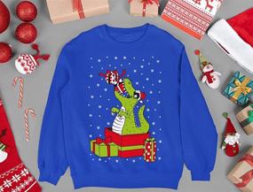 img 1 attached to 🦖 Roar-some! T-Rex Ugly Christmas Sweater Kids Sweatshirt: Hilarious Dinosaur Long Sleeve Tshirt