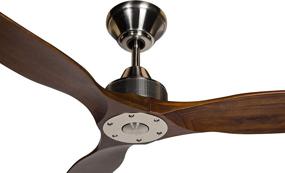 img 3 attached to 🔝 Hyperikon 52-Inch Brushed Nickel Ceiling Fan with Walnut Wood Blades - Remote Controlled, No Light Fixture