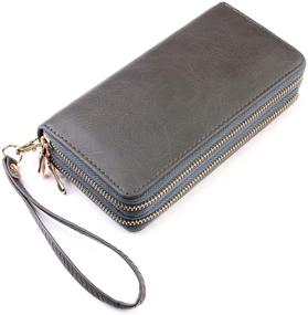 img 3 attached to 👛 Optimized Classic Leatherette Zip Around Wallet - Vegan Leather Zipper Clutch Purse with Coin and Card Slots, Featuring Removable Wristlet