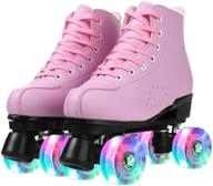 👟 high-top shiny pu leather rubber rollerskates for women - classic artistic outdoor skating логотип