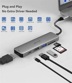 img 3 attached to 6-in-1 USB C Hub: Type C Multiport Adapter Docking Station for MacBook Pro & More, with 4K@30Hz HDMI, SD/TF Card Reader, USB C 100W PD