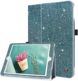 img 4 attached to 📱 BENTOBEN iPad Air 2 Case, iPad 6th Generation Case, iPad 5th Gen Case with Pencil Holder – Glitter Leather Cover for iPad Air 2/1, iPad 9.7 2018/2017 – Folio Folding Stand, Auto Wake/Sleep – Midnight Green