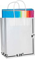 🛍️ 100-пачка подарочных пакетов из крафт-бумаги с ручками - 6.25x3.5x8, идеально подходят для шопинга, упаковки, розничной торговли, вечеринок, ремесел и деловых целей (белые) логотип