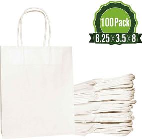 img 3 attached to 🛍️ 100-Pack Kraft Paper Gift Bags with Handles - 6.25x3.5x8, Ideal for Shopping, Packaging, Retail, Parties, Craft, and Business (White)