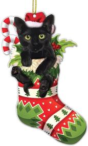 img 4 attached to 🎄 Crazytops Black Cat Christmas Ornament - Unique Xmas Decor - 2021 Mica Plastic 02 Side Printed (Black Cat 1)