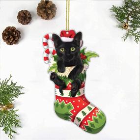 img 2 attached to 🎄 Crazytops Black Cat Christmas Ornament - Unique Xmas Decor - 2021 Mica Plastic 02 Side Printed (Black Cat 1)