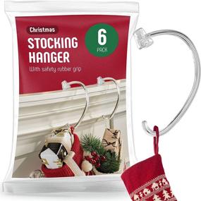 img 4 attached to Christmas Stocking Holders for Mantle | Set of 6 | Mantel Hangers 🎅 | Safety-Grip Fireplace Stocking Hangers | Made in the USA | No Tools Needed