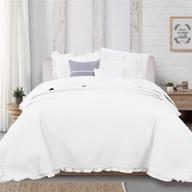 3-piece ruffle skirt quilt set with shams: channel stitch king quilt set, all season bedspread quilt set, azalea collection (king, white) logo