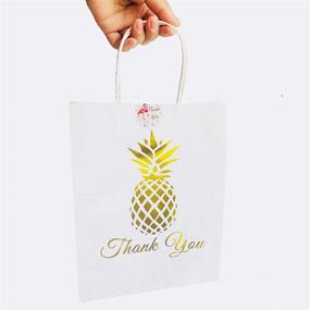 img 1 attached to SKYSTARS 24 Pcs Thank You Gift Paper Bags Printed Gold Pineapple Bulk with Handles - Shop, Party, and Celebrate in Style!