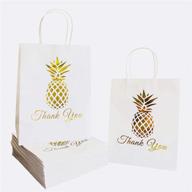 skystars 24 pcs thank you gift paper bags printed gold pineapple bulk with handles - shop, party, and celebrate in style! logo