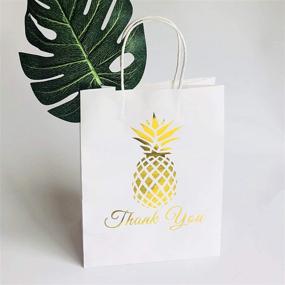 img 3 attached to SKYSTARS 24 Pcs Thank You Gift Paper Bags Printed Gold Pineapple Bulk with Handles - Shop, Party, and Celebrate in Style!