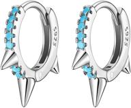 🔱 white gold or 18k gold plated sterling silver small spike awl huggie hoop earrings for ladies and girls logo