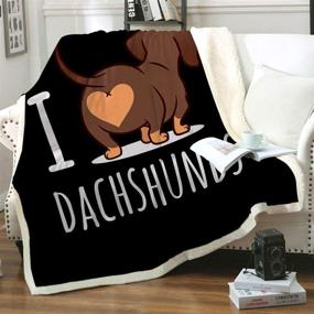 img 4 attached to 🐶 Dachshund Throw Blankets - Soft Sherpa Flannel Fleece, Warm and Cozy - Cartoon Dachshund Design - Perfect for Couch, Bed, Chair, Sofa