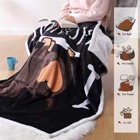 img 2 attached to 🐶 Dachshund Throw Blankets - Soft Sherpa Flannel Fleece, Warm and Cozy - Cartoon Dachshund Design - Perfect for Couch, Bed, Chair, Sofa