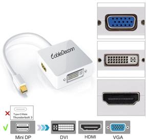 img 3 attached to Кабельный адаптер CABLEDECONN Multi-Function Thunderbolt Mini DisplayPort в HDMI DVI VGA 3in1 ТВ AV HDTV 1080P белый: Бесшовное решение для подключения дисплея
